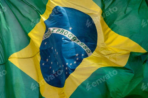 Preview: Dtail Of Brazilian Flag On Wind