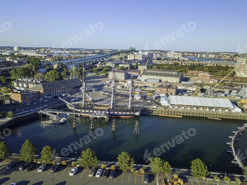Preview: Pier Of Boston Massachusetts Usa, Wharf With Sailboat And Yachts In Charles Rive, Skyline