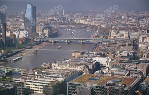 Preview: An Aerial View Of London, Uk Along The River Thames.
