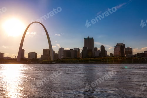 Preview: The St. Louis, Missouri Skyline Across The Mississippi River.