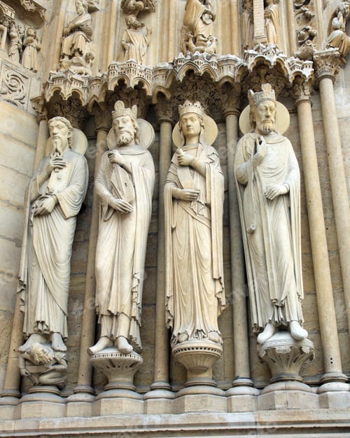 Preview: Color Dslr Picture Of Ancient Religious Carvings And Statues Above The Doors Of The Catholic