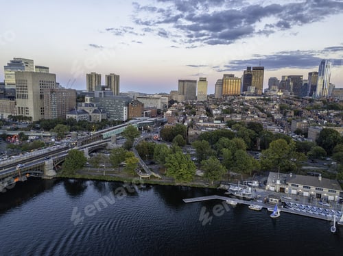 Preview: Boston Massachusetts Usa, Back Bay Skyline Of Downtown On A Summer, Aerial View