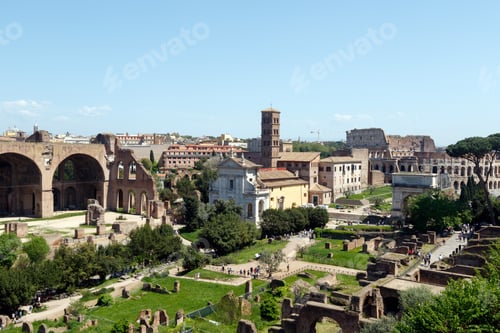 Preview: Wide Angle View Of The Roman Forum, With The The Basilica Of Maxentius And Constantine, Sometimes