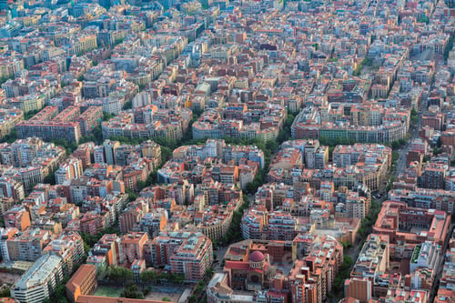 Preview: Aerial View Of Barcelona Main Street And City Skyline, Spain
