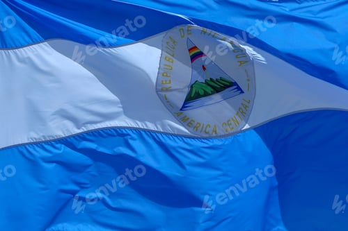 Preview: Detail Of Nicaragua Flag , Blowing In The Wind
