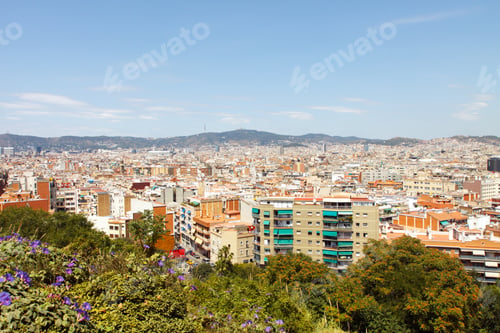 Preview: Color Dslr Landscape Picture Of The Barcelona, Spain Skyline As Seen From The Hills. Horizontal