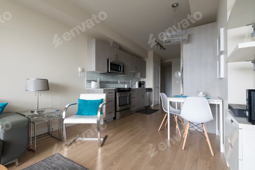 Preview: Modern Dining Room And Kitchen In A Luxury House. Interior Design.