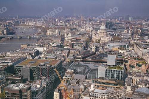 Preview: An Aerial View Of London, Uk Along The River Thames.