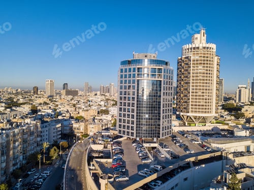 Preview: Sky Line Of Central Midtown Tel Aviv Towers, Aerial Footage, Israel