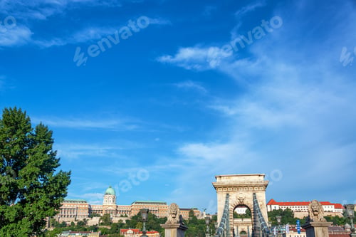 Preview: Budapest Cityscape With Szechenyi Chain Bridge And National Gallery