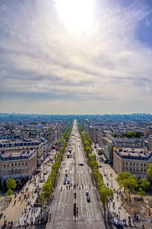 Preview: A View Of Paris, France From The Arc De Triomphe On A Sunny Day.