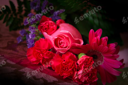 Preview: Vibrant Floral Bouquet Against Dark Background