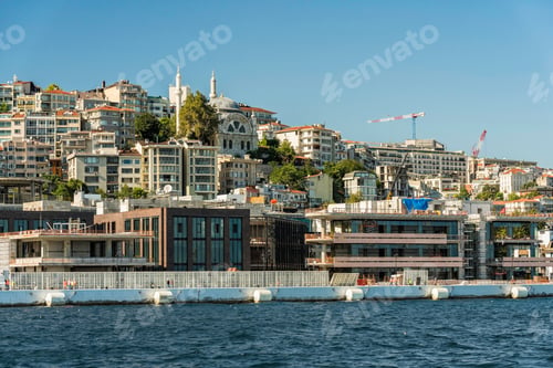 Preview: New Construction Buildings On The Shore Near Galata Tower, View From The Bosphorus Water, Istanbul