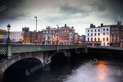 Preview: Vintage Toned Image Of Grattan Bridge Over The River Liffey In Dublin Ireland