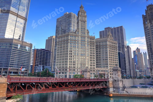 Preview: Chicago, Illinois Architecture And Skyline Along The Chicago River.