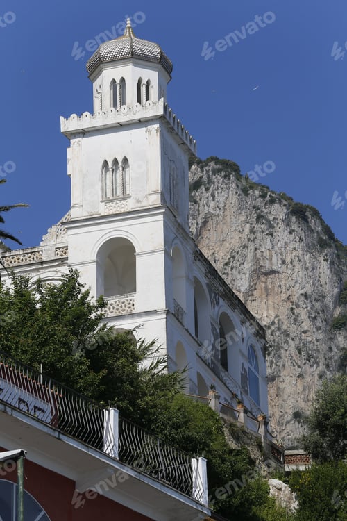 Preview: View Of The Island Of Capri, With Colorful Buildings, A Major Tourist Destination Near Naples And