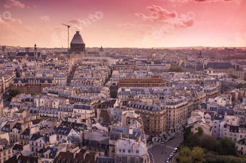 Preview: View Of Paris France Rooftops From Above At Sunset