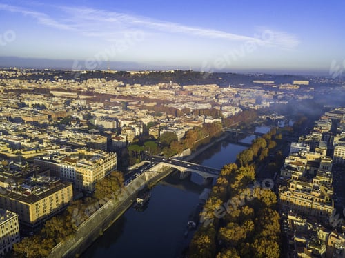 Preview: Aerial Drone Panoramic Cityscape, Architecture And Landmark. View Of Rome From The Top, Italy