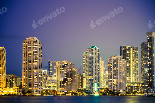 Preview: Beautiful Night Cityscape Miami Florida Skyline