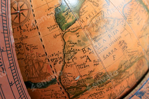 Preview: Detail Of A Vintage Globe Map Showing The Europe And North Africa