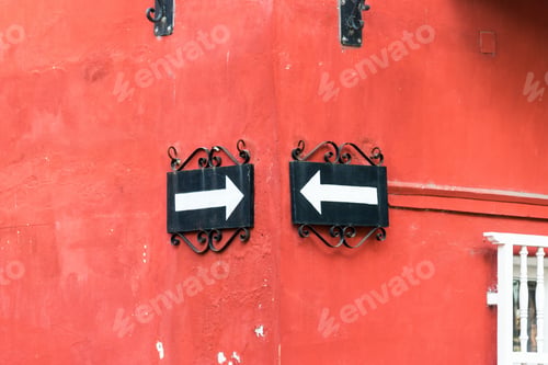 Preview: Two One Way Street Signs On The Corner Of An Old Colonial Historic Building In Cartagena, Colombia