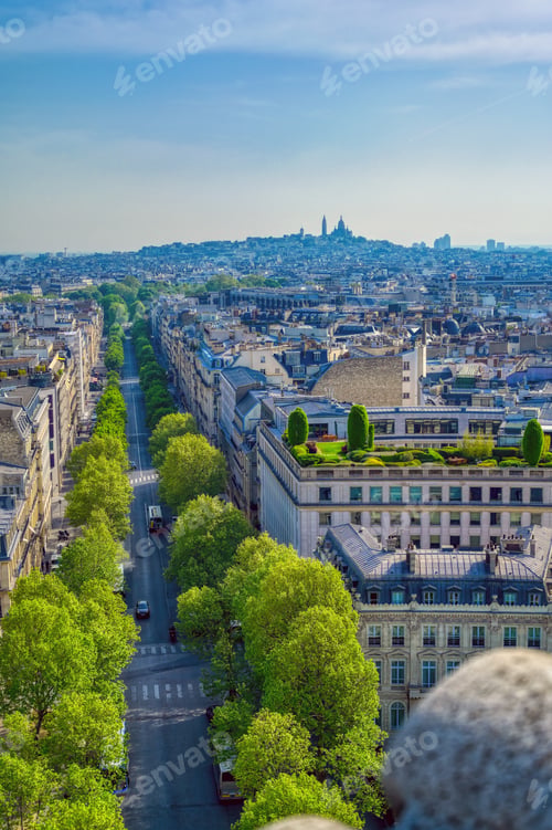 Preview: A View Of Paris, France From The Arc De Triomphe On A Sunny Day.
