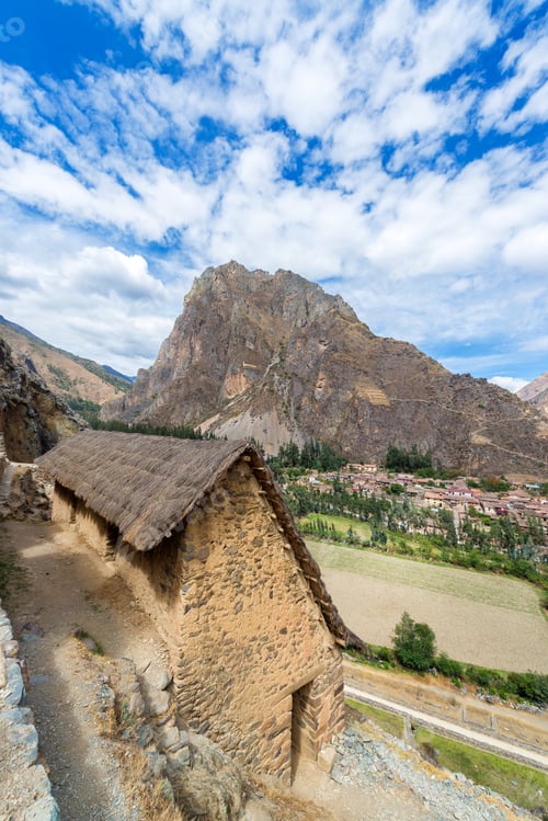 Preview: Inca Ruins With A Thatched Roof In Ollantaytambo, Peru