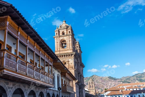 Preview: Colonial Balconies And Two Churches On The Plaza De Armas In Cuzco, Peru