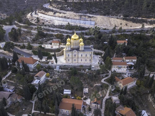 Preview: Moscovia Gorny Monastery Church Buildings Golden, Forest Ein Karem, Jerusalem Israel Hadassah