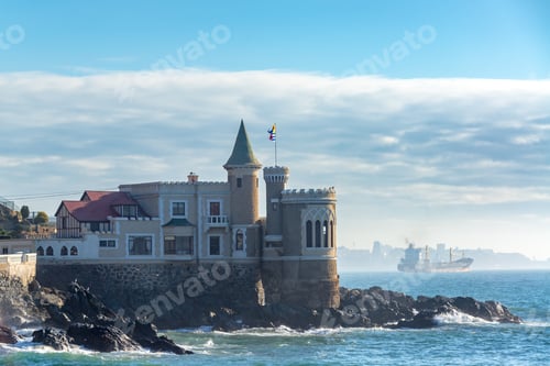 Preview: Wulff Castle And A Tanker Ship In Vina Del Mar, Chile