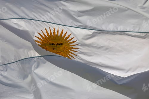 Preview: White Textile with Golden Sun Design