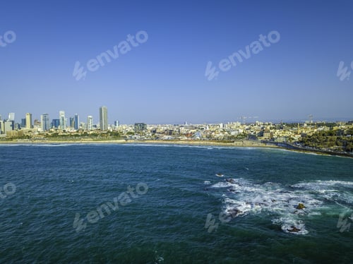 Preview: Tel Aviv Skyline And Sand Beaches Israel Outlook To Waterfront And City From Old Jaffa