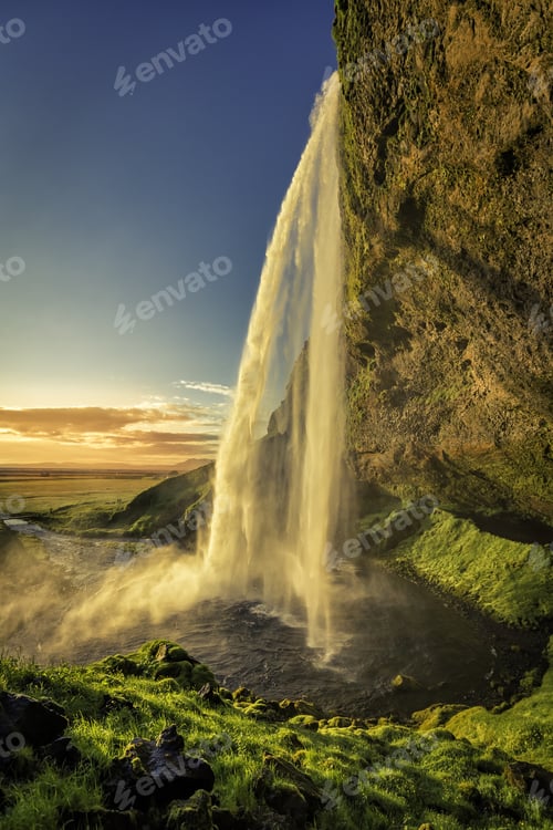 Preview: Sunset Over Seljalandsfoss Waterfall In Iceland