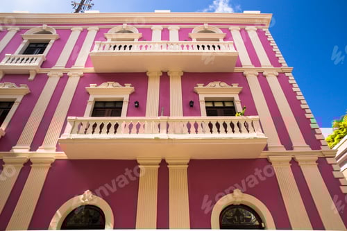 Preview: Example Of Typical Colorful Architecture On Building Exterior In Old San Juan Puerto Rico.