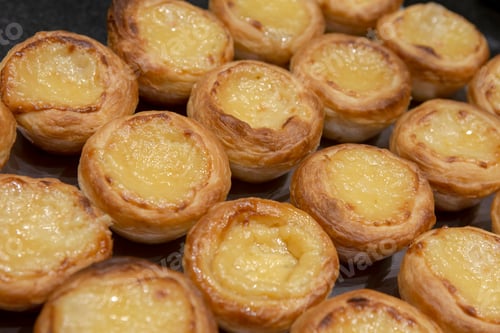 Preview: Portuguese Custard Tarts Pastel De Nata Or De Belem. A Close-Up Of Traditional Portuguese Custard