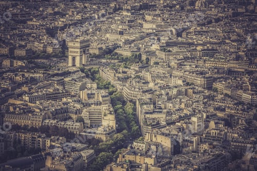 Preview: Arch Of Triumph Vintage Aerial View In Paris, France