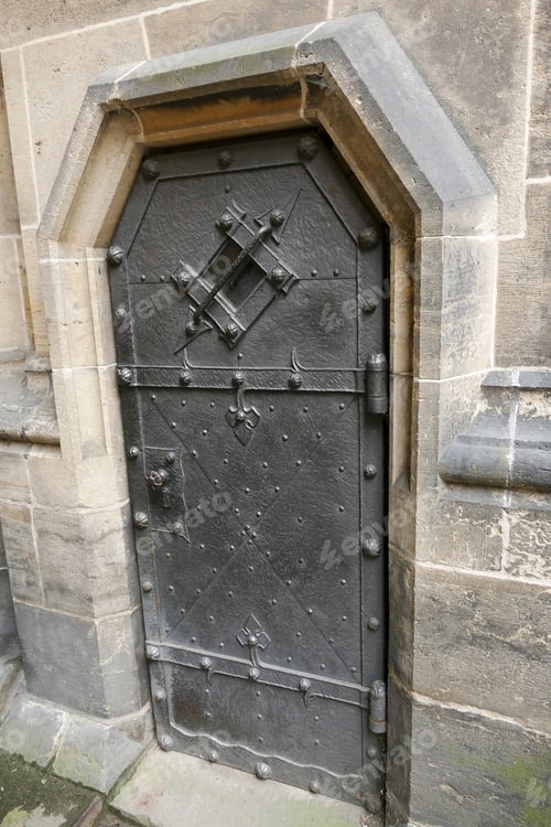 Preview: Prague Castle - Detail Of Iron Door On St. Vitus Cathedral. Czech Republic