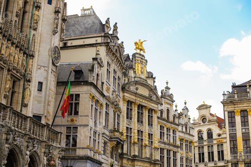 Preview: Nice Grand Place Buildings In Brussels, Central Square In Belgium. Concept Of European Architecture