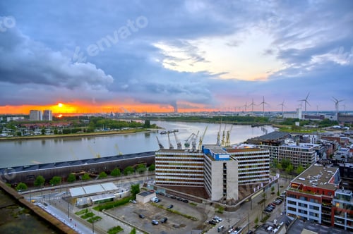 Preview: Aerial View Of The Port Of Antwerp In Antwerp, Belgium.
