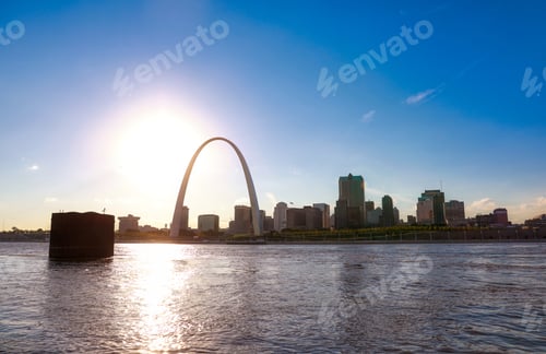 Preview: The St. Louis, Missouri Skyline Across The Mississippi River.