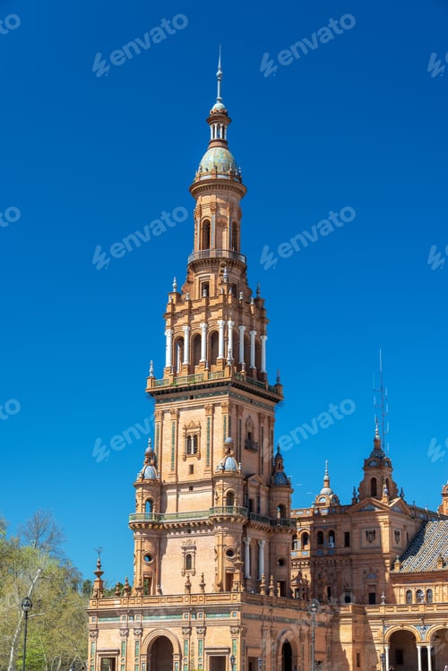 Preview: Beautiful Historic Architecture In The Iconic Plaza De Espana In Seville, Spain