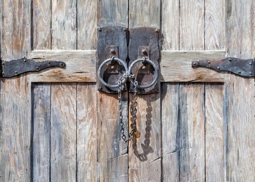 Preview: Antique Textured Weathered Door Lock And Chain.
