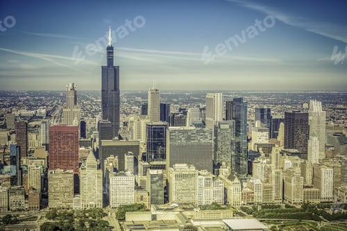 Preview: Chicago Skyline Panorama Aerial View