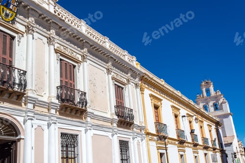 Preview: Row Of White Colonial Buildings In Sucre, The White City Of Bolivia