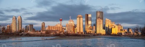 Preview: Calgary'S Skyline In The Early Morning Along The Bow River. Facing West.