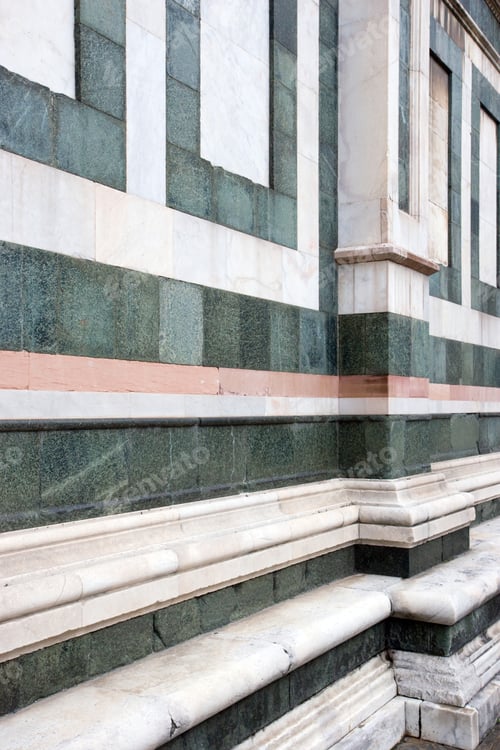 Preview: Abstract Look At The Distinctive Green And White Marble In The Wall Of The Duomo, Florence, Italy