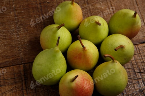 Preview: Ripe Organic Pear Fruit On A Rustic Wooden Table