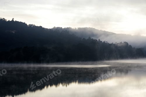 Preview: Lake And Forest On Sunrise With Fog