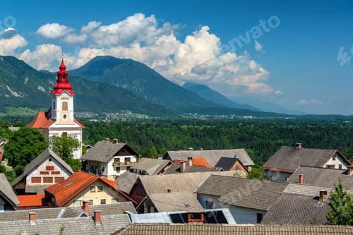 Preview: St. Janez Church And Landscape Of The Julian Alps Near Bled, Slovenia