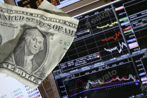 Preview: Stock Market Graph With Dollars Banknote